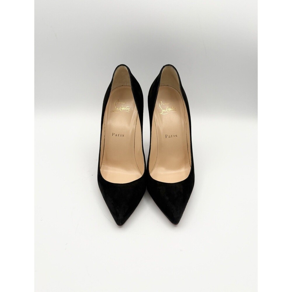 Christian Louboutin Black Suede Pigalle Pointed Toe Stiletto Heels Size EU 37.5 - Picture 4 of 10
